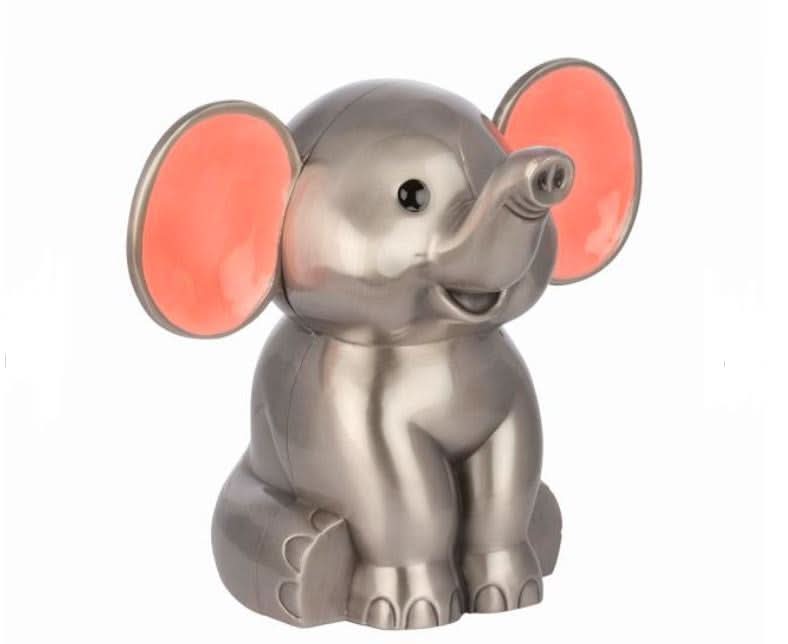 Elephant Sparebøsse med pink øre  H. 12,5 cm.