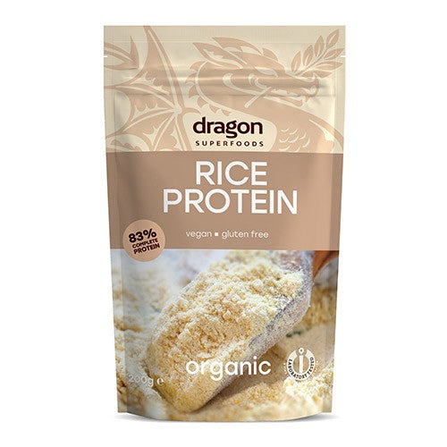 Pakke med Dragon Superfoods økologisk risprotein pulver, 200 gram