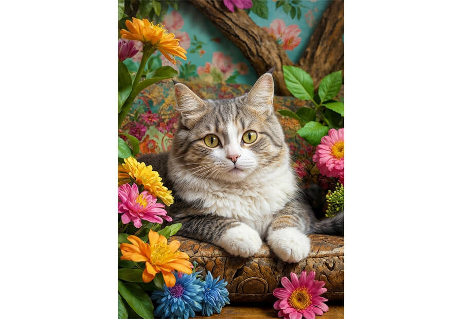 Enjoy puslespil Cat in Bloom med 1000 brikker