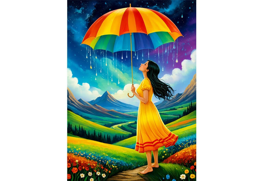 Enjoy Rainbow Umbrella puslespil med 1000 brikker