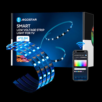 WiFi Smart LED TV bagbelysning - 4x0,5m, 28-knaps controller, 3-tast styringsboks - Kulør : RGB