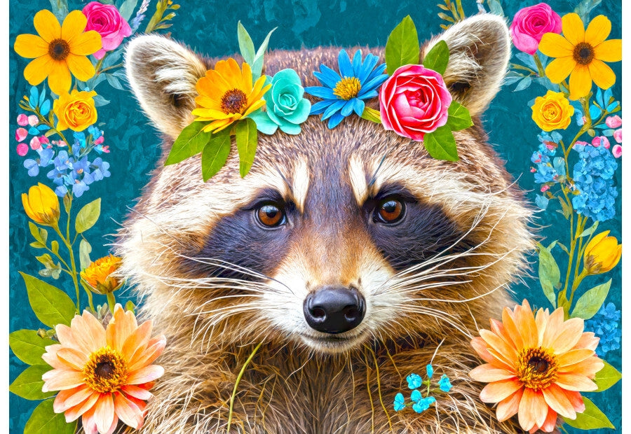 Puslespil Floral Raccoon fra Enjoy med 1000 brikker