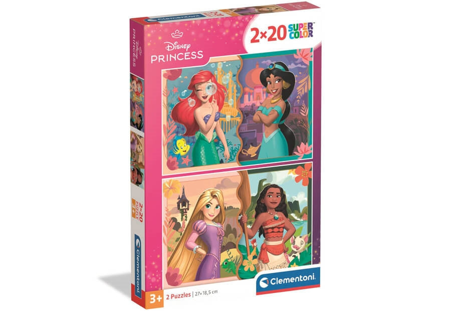 Clementoni Disney Princess puslespilssæt med to puslespil à 20 brikker