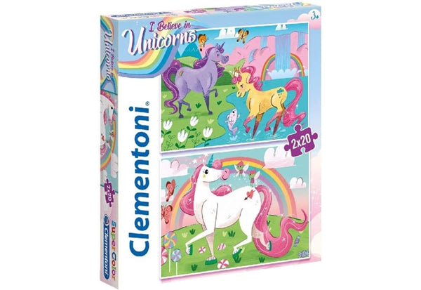 Clementoni børnepuslespil I Believe in Unicorns, 2 x 20 brikker