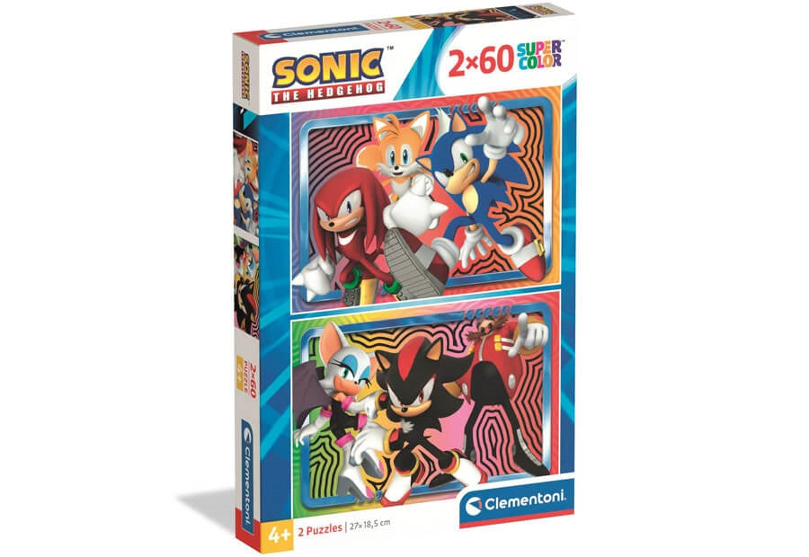 Clementoni Sonic puslespilssæt med to puslespil à 60 brikker