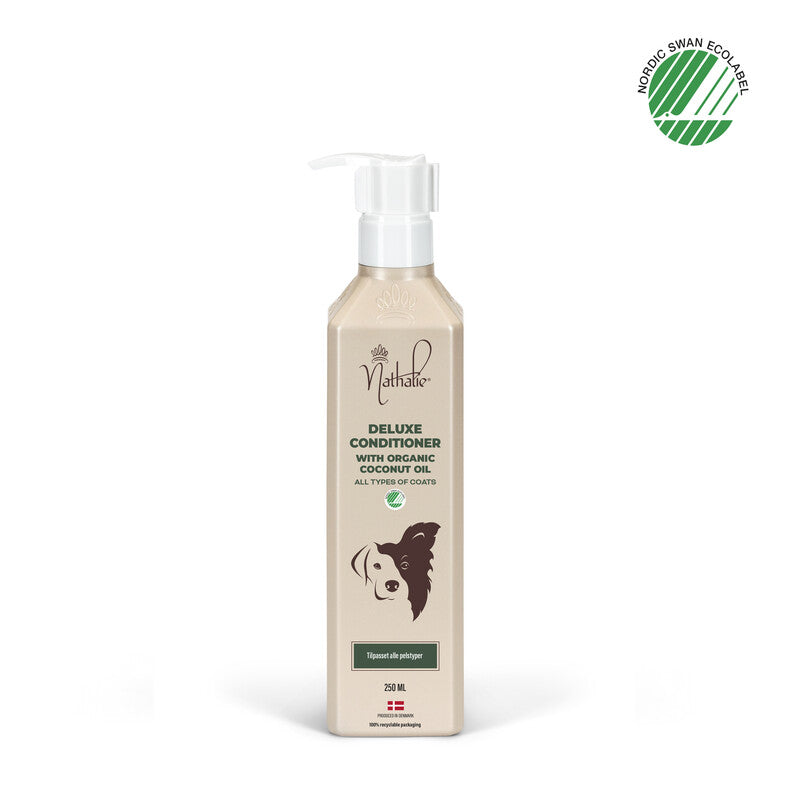Flaske med Nathalie Deluxe Conditioner, 250 ml, plejeprodukt til hunde