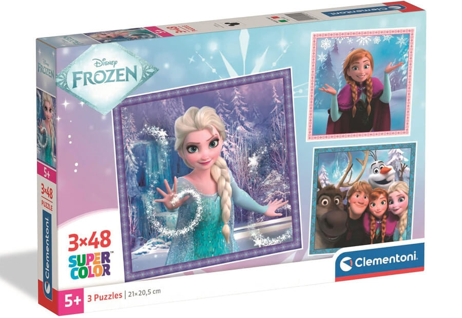 Clementoni Disney Frozen børnepuslespil, tre gange 48 brikker