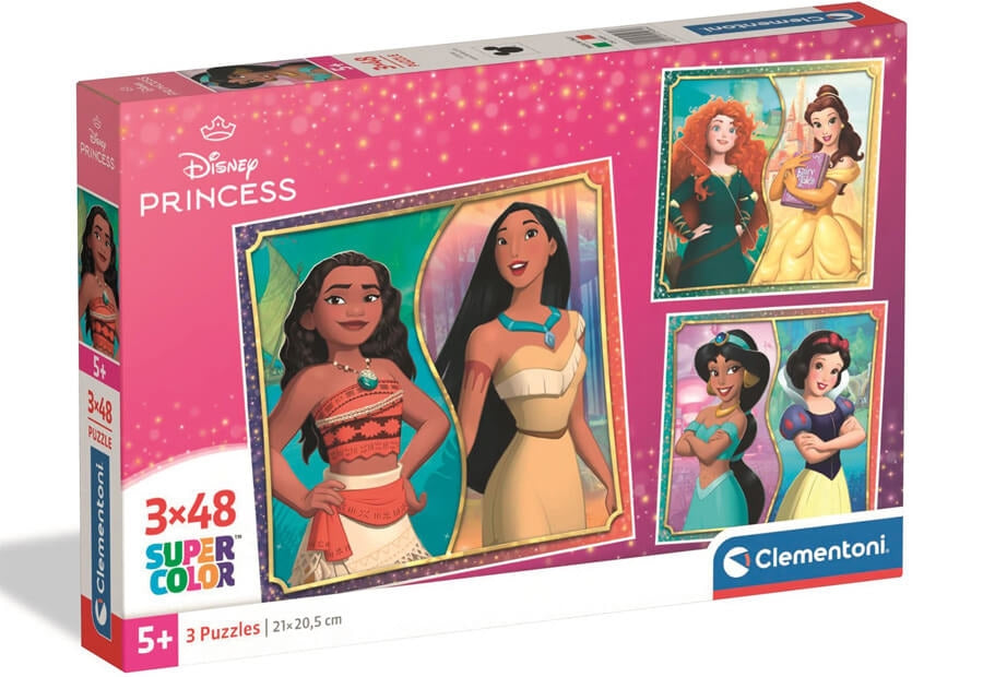 Clementoni Disney Princess puslespilssæt med tre puslespil à 48 brikker