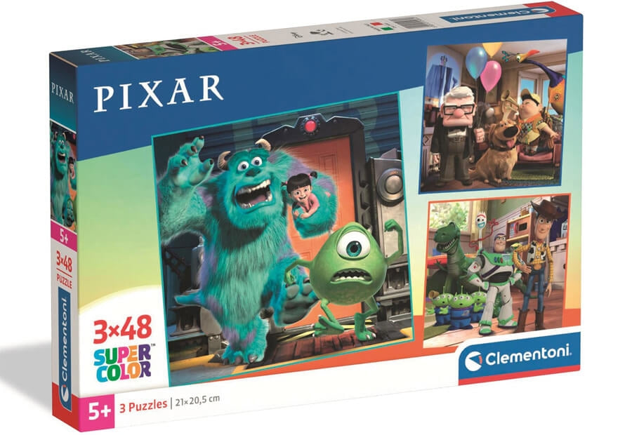Clementoni Disney Pixar puslespilssæt med tre puslespil à 48 brikker
