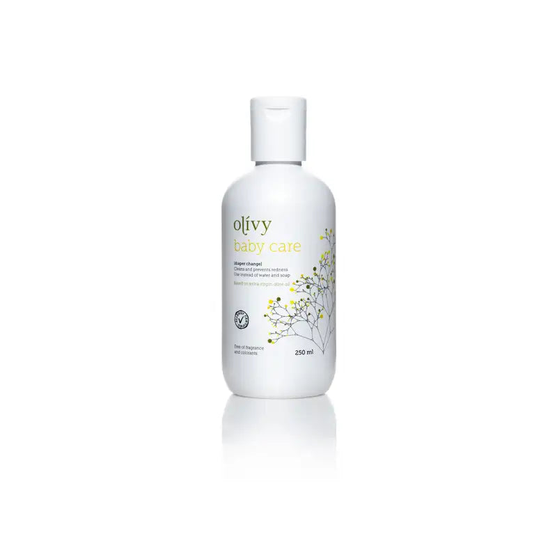 Flaske med Olívy Baby Care Diaper Change til bleskift, 250 ml