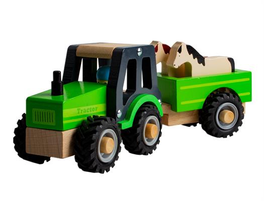 Magni - Traktor i træ med anhænger og dyr