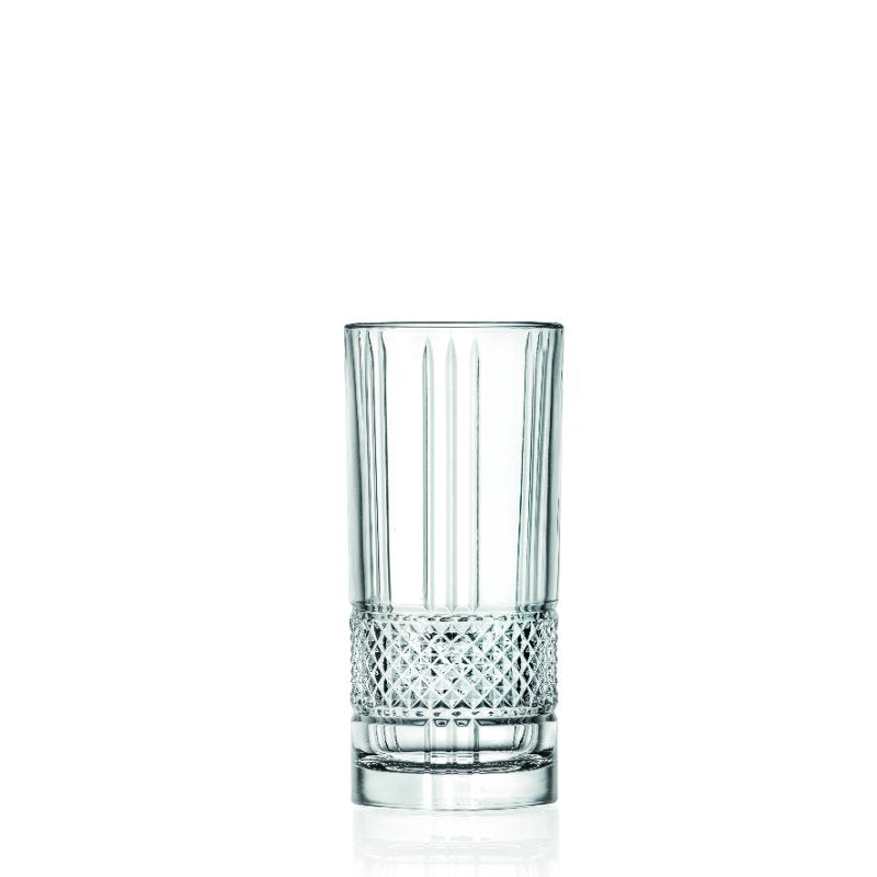 Sæt med seks RCR Brillante highballglas på 37 cl med diamantmønster