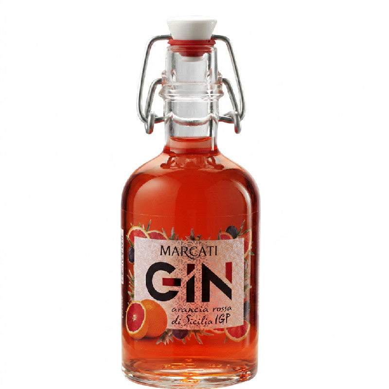 Lille flaske Marcarti gin med blodappelsin fra Sicilien, 10 cl, 42 % vol.