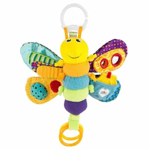 Lamaze sommerfugl rangle med bideringe og bløde overflader til seng og kravlegård