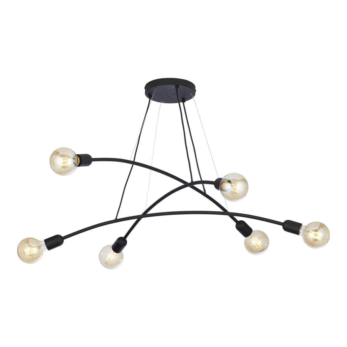 Sort loftlampe i metal, model Helix fra TK, også listet som pendel