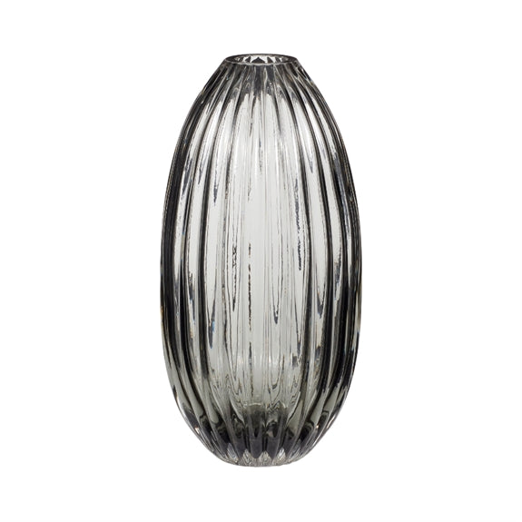 Hübsch Ripple vase i røgfarvet grå glas med skulpturel form