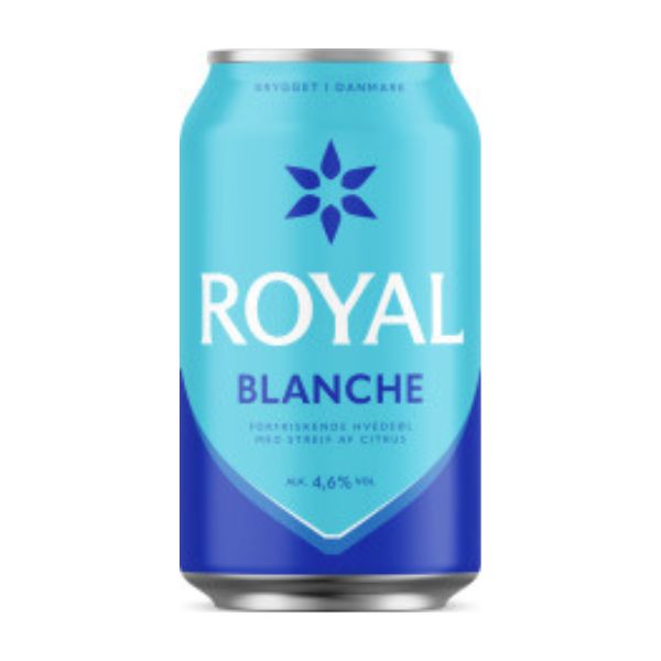Royal Blanche øl i størrelsen 33 cl, let og forfriskende ale