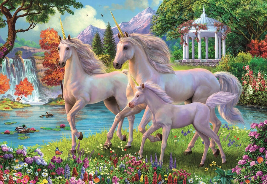 Clementoni puslespil Unicorns at the Waterfall med 180 brikker