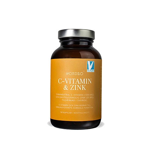 Pakning C-vitamin og zink fra Nordbo, 100 kapsler