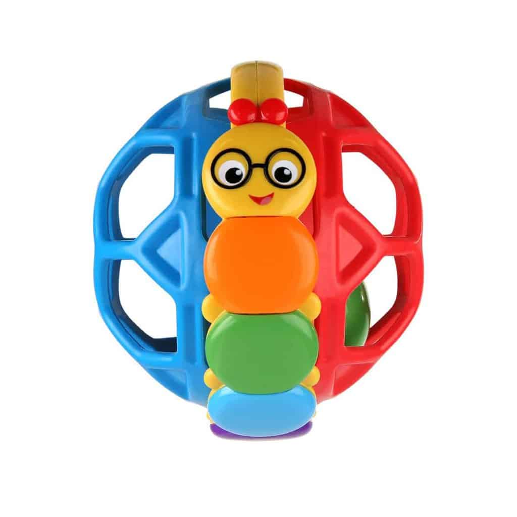 Baby Einstein bøjelig bold med larvemotiv i klare primærfarver