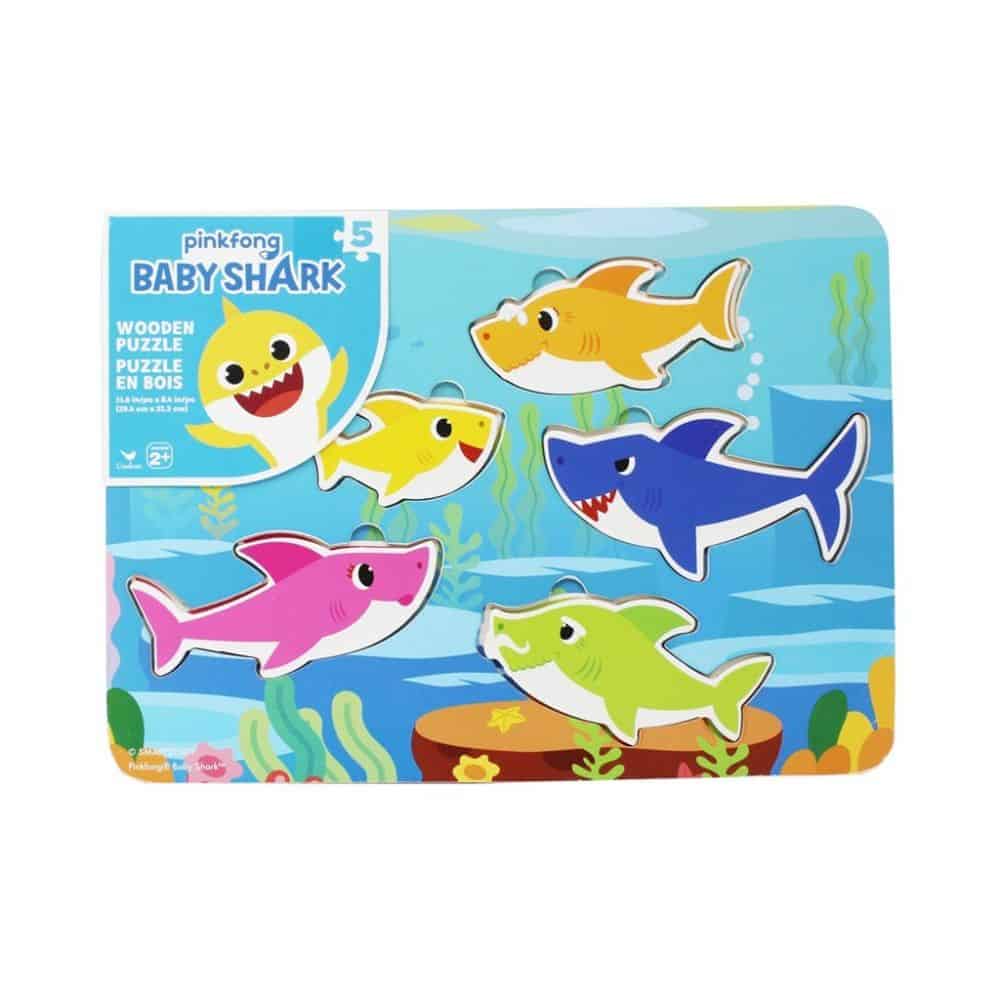 Baby Shark træpuslespil med 5 brikker og figurer