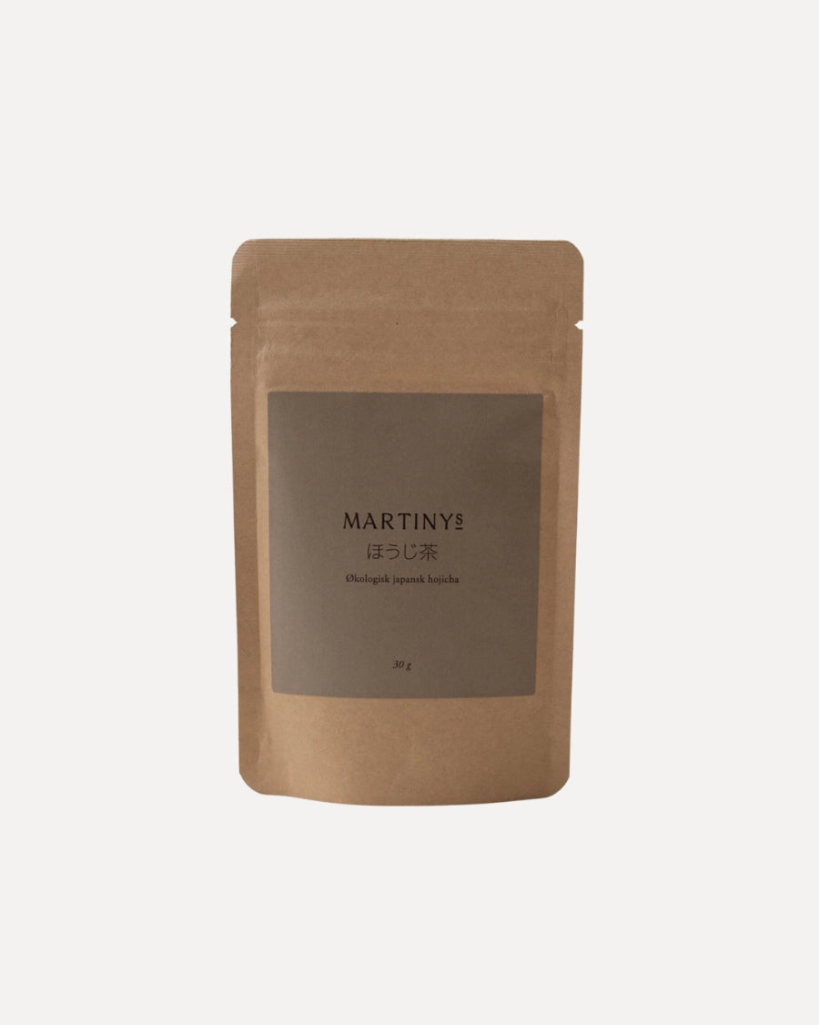 Beholder med Martinys økologisk Hojicha grøn te, 30 g