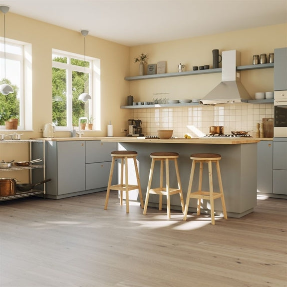 Bjelin Woodura Plank Steninge M i eg blend, Misty Hvid matlak
