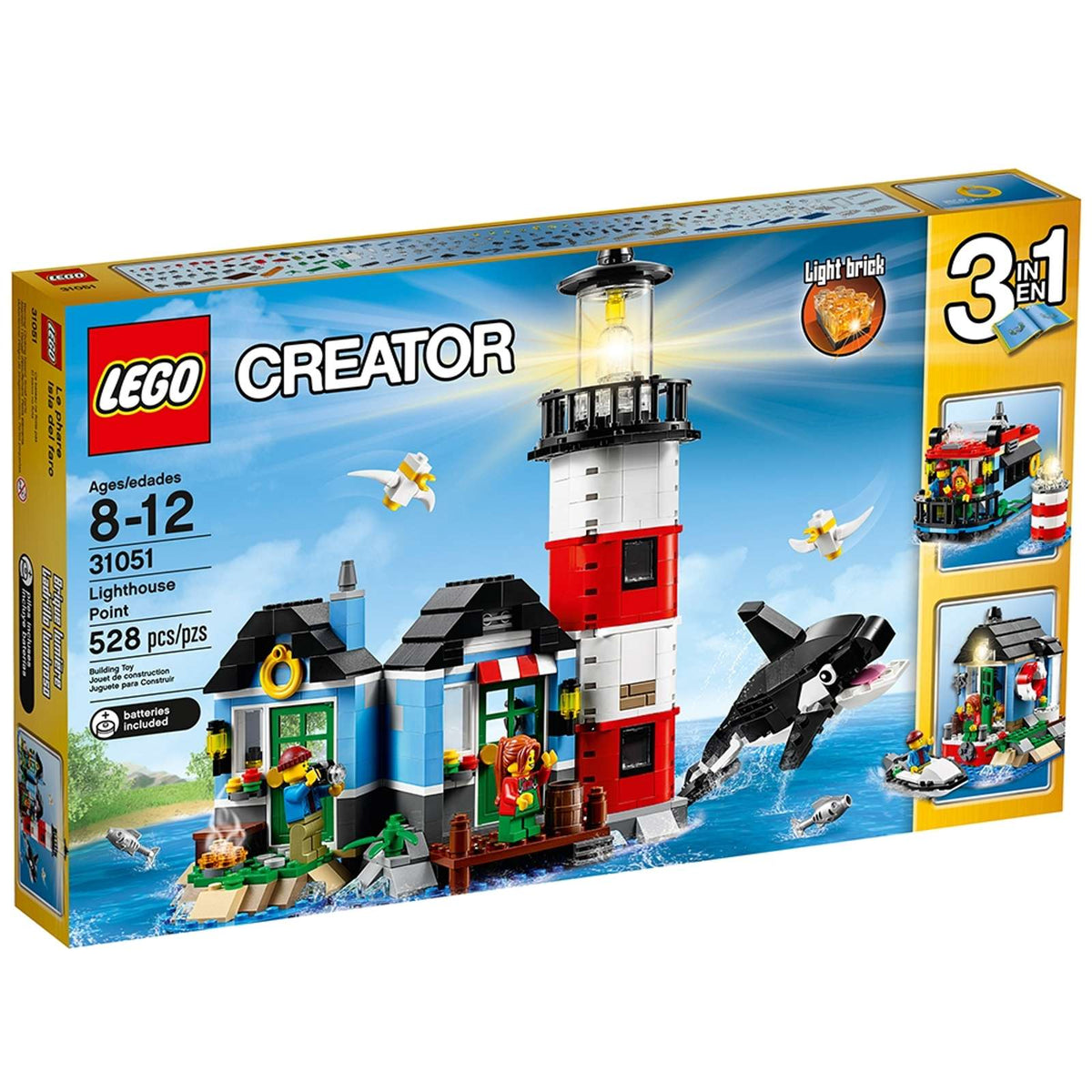 LEGO Creator 3in1 Fyrtårn og hus 31051 med kystlinje og klipper