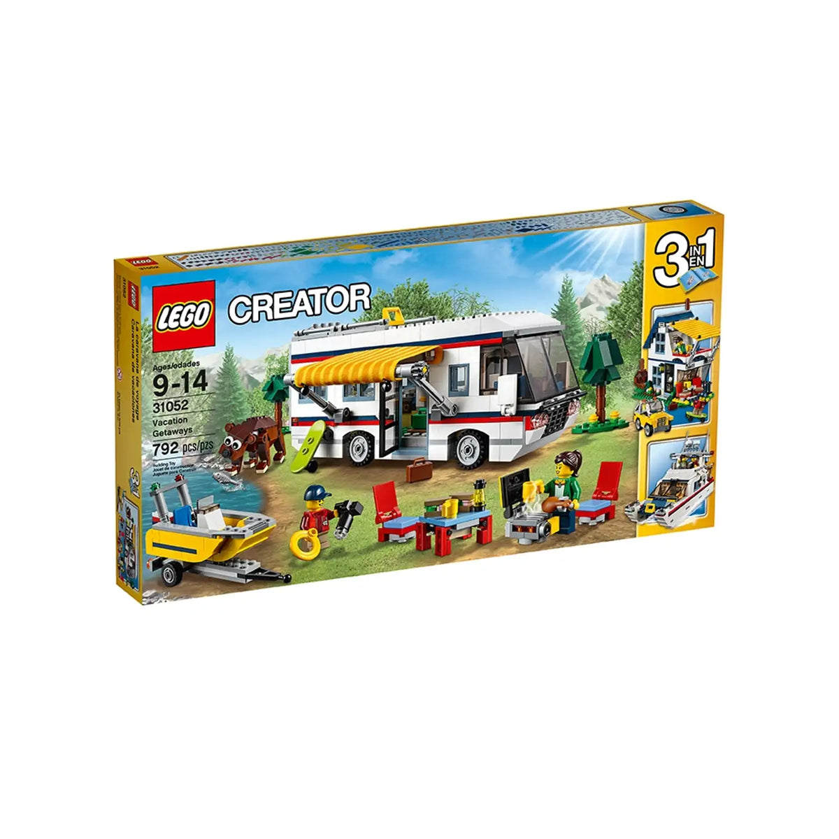 LEGO Creator 3in1 Feriestunder (31052), autocamper med trailer og motorbåd