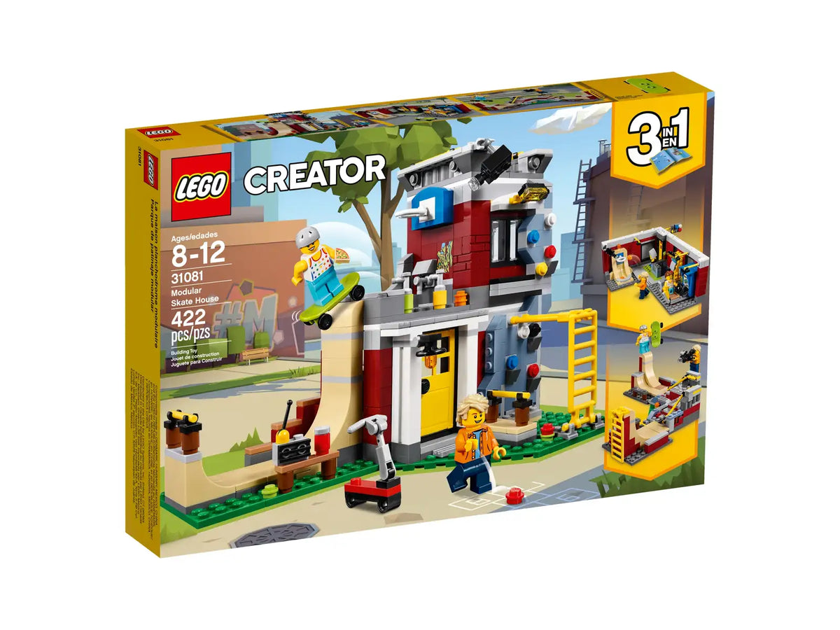 LEGO Creator 3 i 1 Skaterhus 31081 med skateboardrampe, klatrevæg, basketballkurv og indrettet interiør