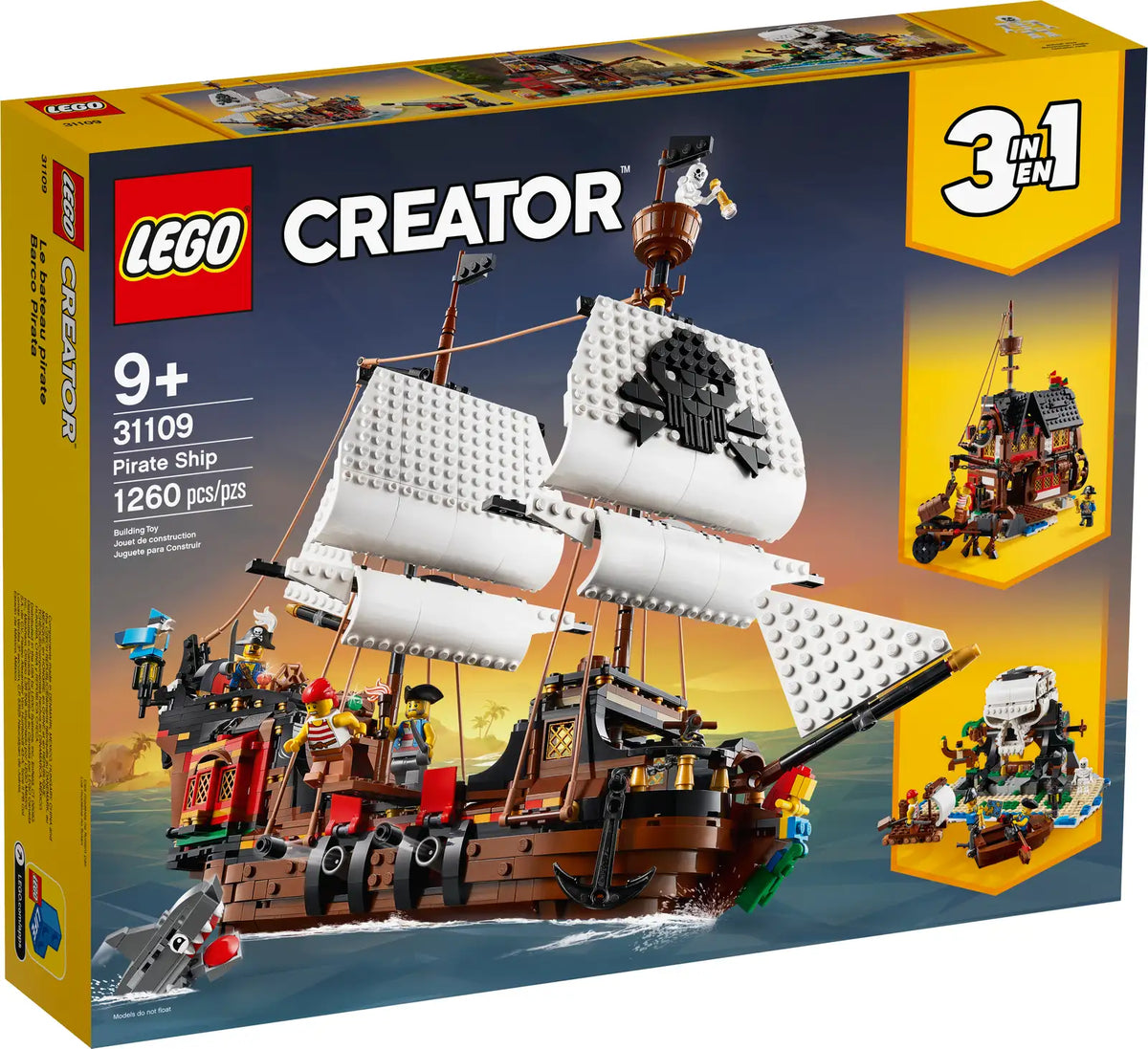 LEGO Creator 3 i 1 Piratskib 31109 med bevægelige sejl, kanoner og kahyt