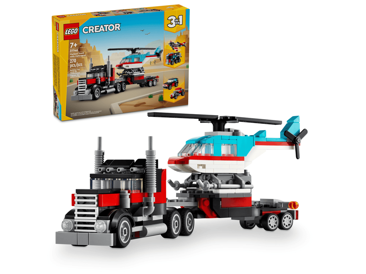 LEGO Creator 3-i-1 Blokvogn med helikopter 31146, transportvogn med helikopter
