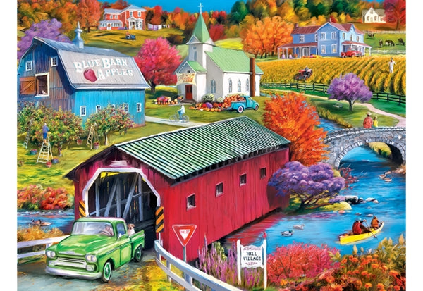MasterPieces puslespil Hill Village Covered Bridge med 500 brikker
