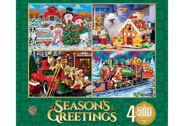 MasterPieces puslespilssæt Season's Greetings, 4 x 500 brikker