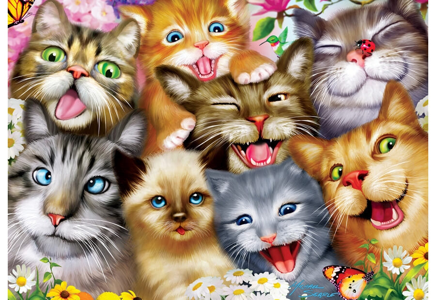 MasterPieces puslespil Purrfect Portraits med 500 brikker