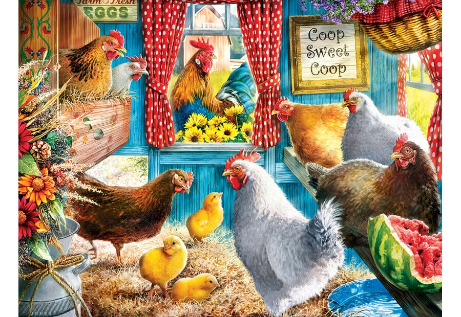 MasterPieces puslespil Cluckington Palace med 300 XXL brikker