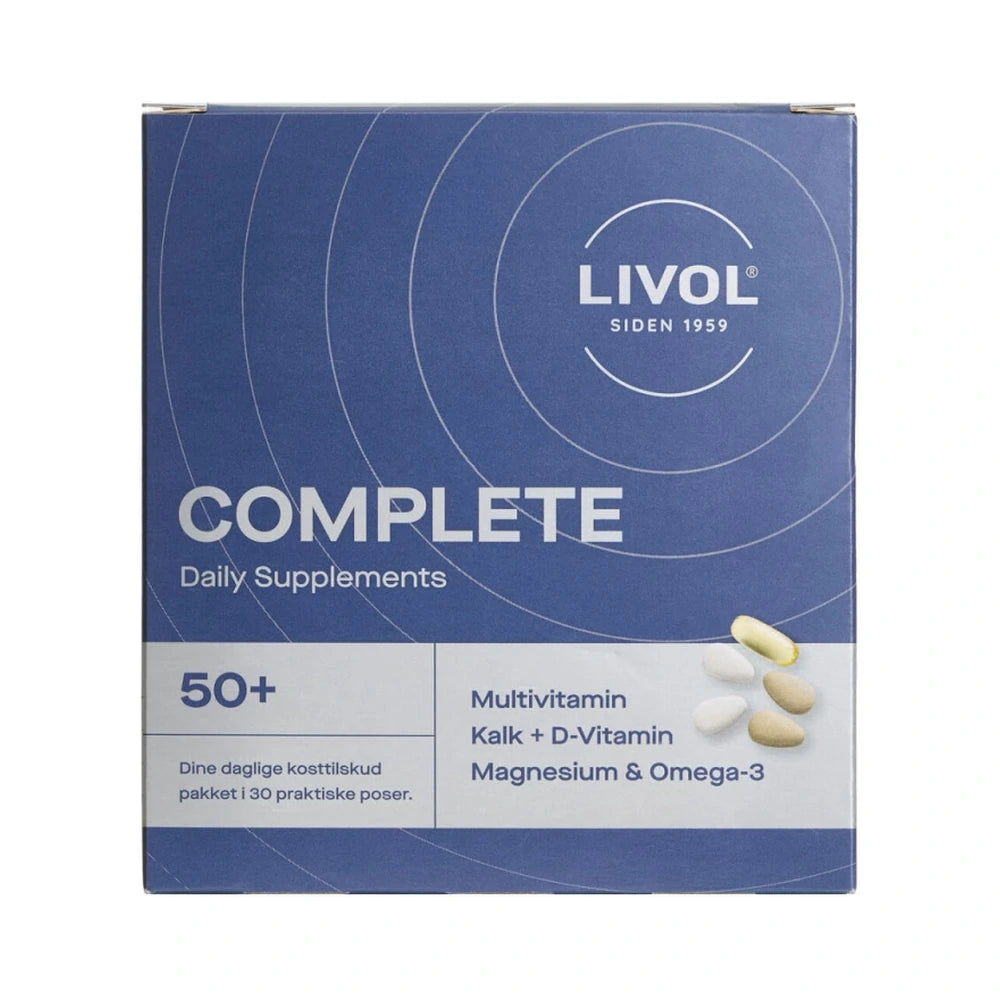 Pakning med Livol Complete 50+ multivitamin i poser, 30 stk