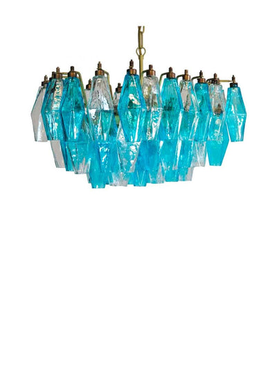 Se Murano Lysekrone på udsalg! Poliedri, 56 glas, klar/blå mat guld. Billig fragt & hurtig levering. Spar op til 64%! Køb nu!