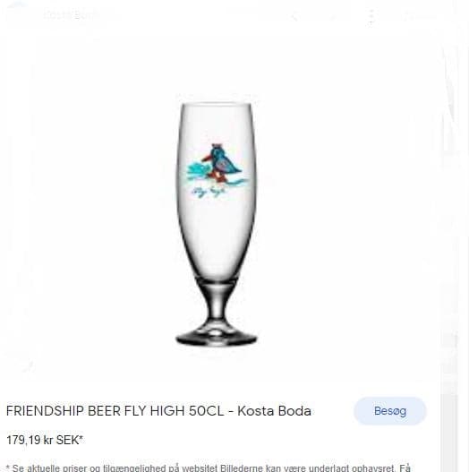 Kosta Boda Freindshop Fly High Beer Glass 50 cl.