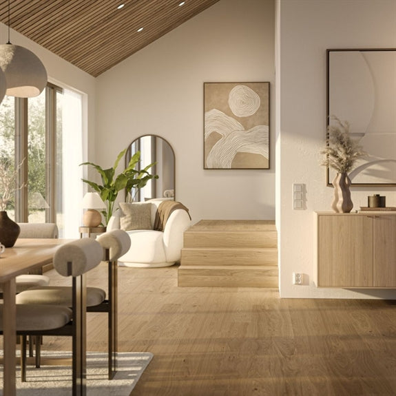 Bjelin Woodura Plank trægulv Lyngby M i Eg Blend, Misty Hvid