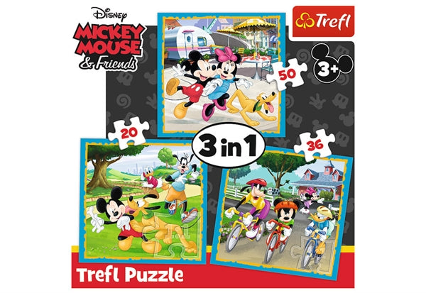 Trefl børnepuslespil med Mickey Mouse i tre størrelser fra 20 til 50 brikker