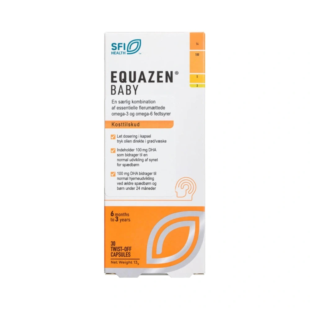 Equazen Baby kosttilskud med omega-3 og omega-6 til små børn, 30 stk
