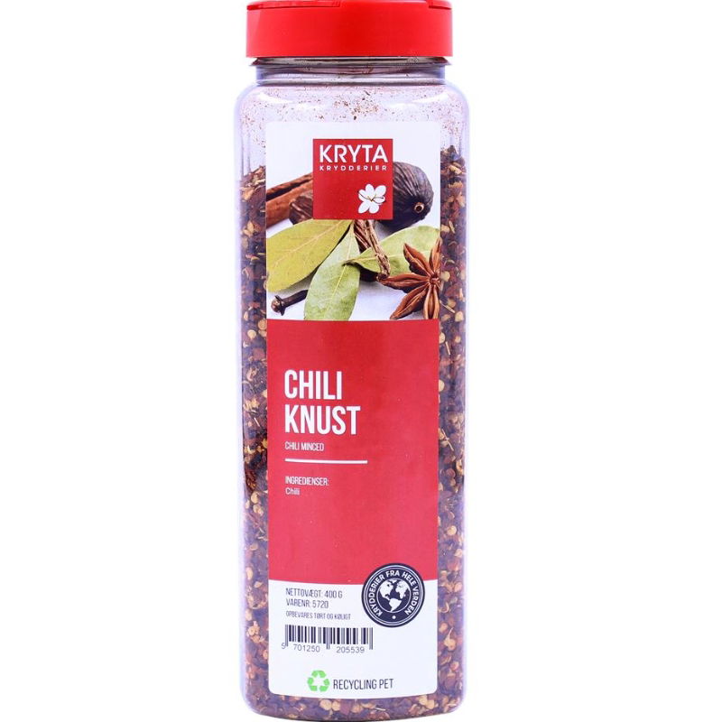 Se Knust Chili 350 g ✔ Kæmpe udvalg i Kryta - Køb online på udsalg og tilbud lige nu ✔ Super billig fragt og lynhurtig levering - Varenummer: Barlife-1482857 og 5701250205539 på lager - Udsalg på Höstrea Få op til 63% i rabat - Shop udsalg fra mere end 1.798 mærker
