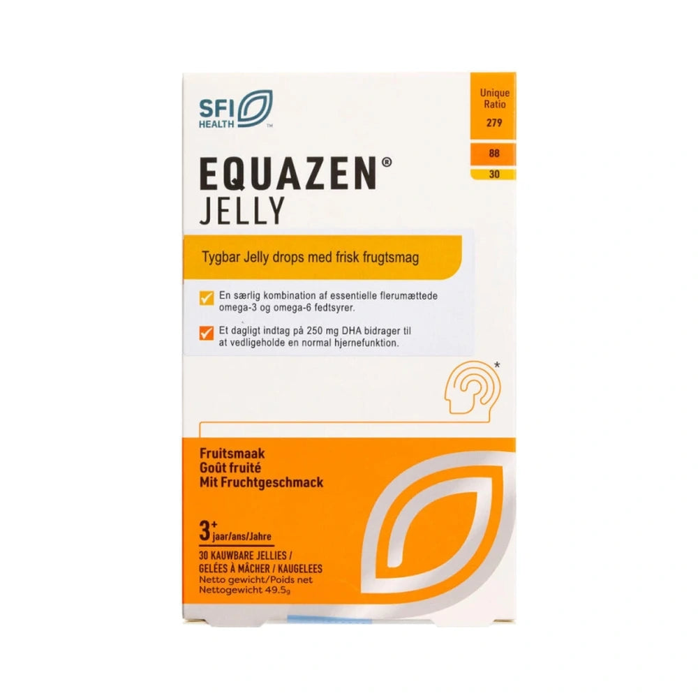 Equazen Jelly Drops, pakke med 30 tygbare jelly drops med frisk frugtsmag