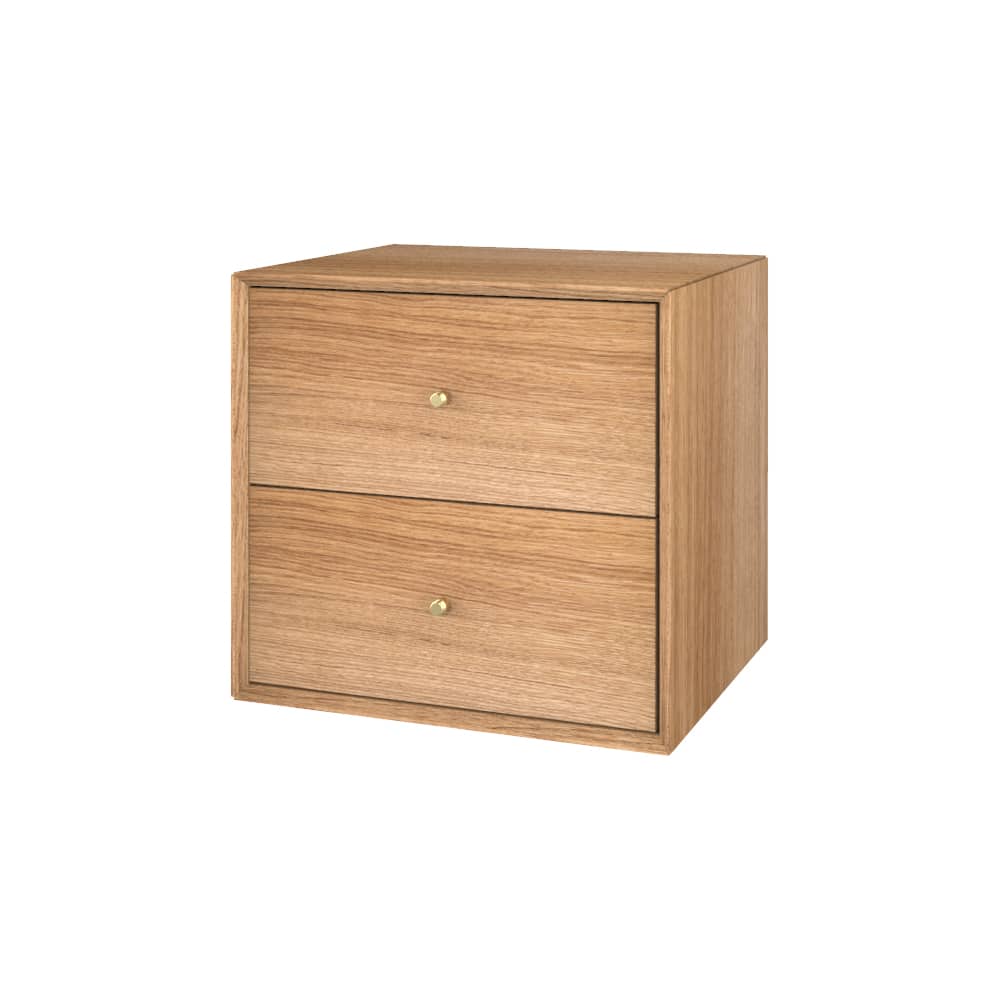 Kompakt væghængt sengebord med to skuffer, The Wood Box 3739, til ungdomsværelse