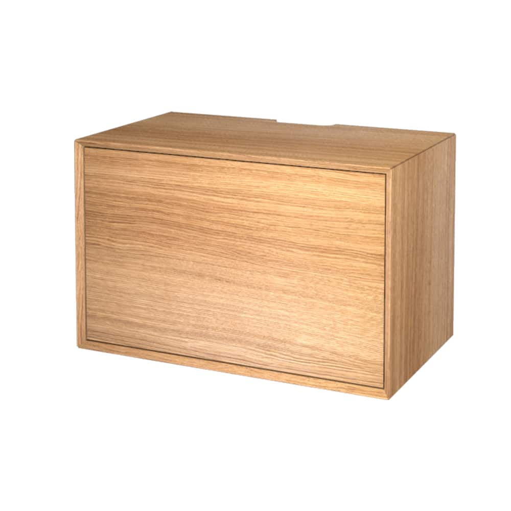 The Wood Box HiFi i grafit med grebsfri låge fra Storage & Shelves