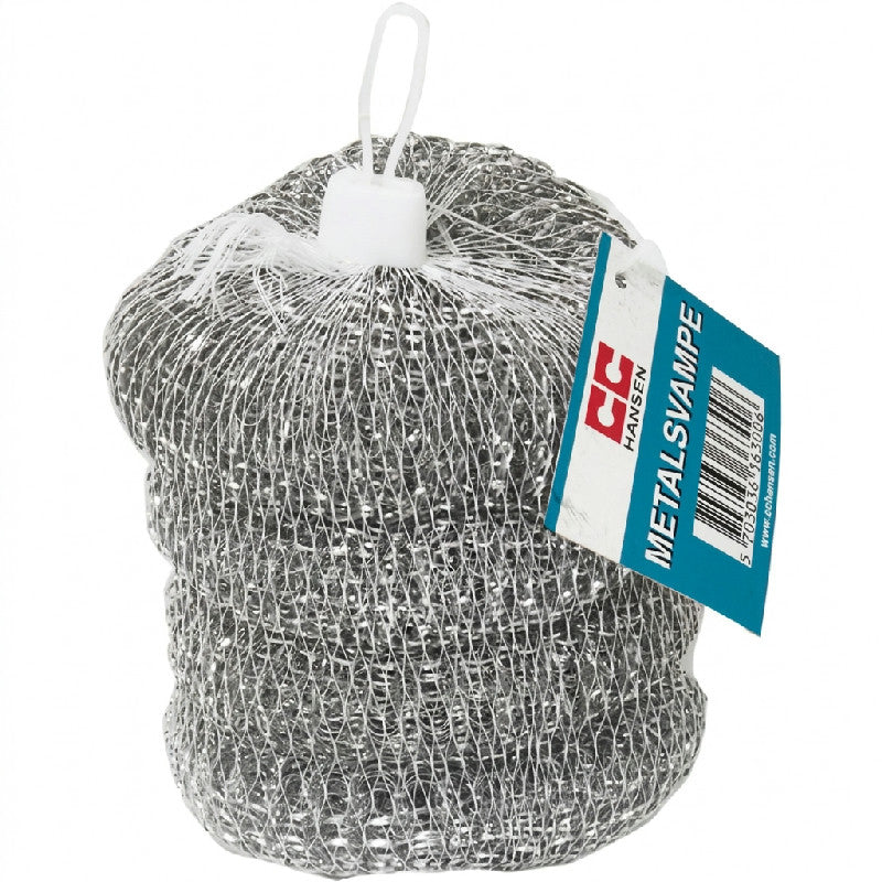 Fire runde metalsvampe i galvaniseret wire, Ø80 mm, fra CC Hansen