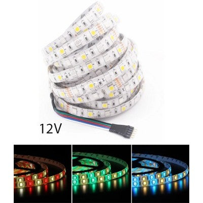 12W/m RGB+WW LED strip - 5m, IP65, 60 LED pr. meter, 12V