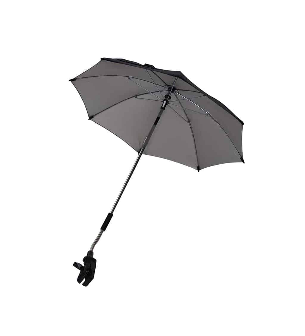 Sort universal parasol fra Baby Dan til montering på barnevogn og klapvogn