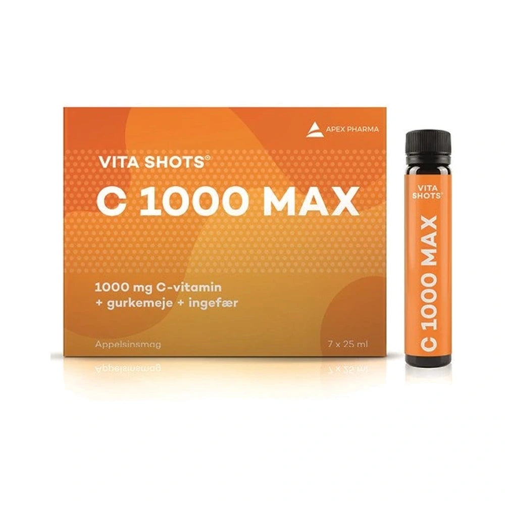 Vita Shots C 1000 Max flydende kosttilskud med appelsinsmag, pakke med 7 shots à 25 ml